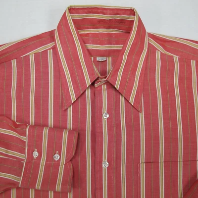 Vintage 60s Arrow Oxford Shirt Mens 16-34 XL Red Sanforized Dagger Collar Mod - Image 1 of 4