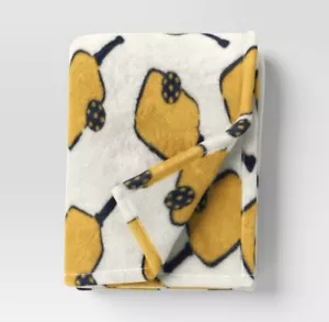 Target Plush Throw Blanket 50"x 60" - Pickleball/Sports/Ivory - NEW - Picture 1 of 7