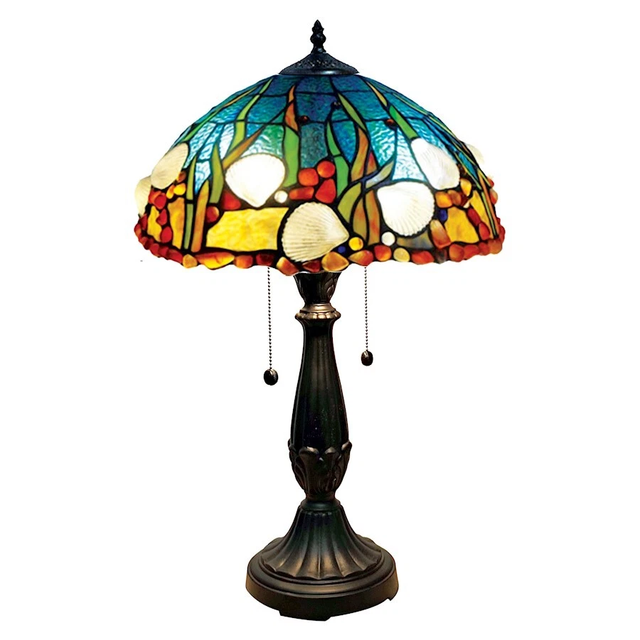Dale Tiffany 2 Light Coral Sea Tiffany Table Lamp, Fieldstone - TT19052 - Image 1 of 1
