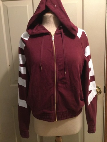 UNDERCOVER FELPA CON CAPPUCCIO ZIP NUOVA CON ETICHETTE VICTORIA'S SECRET ROSA BORDEAUX BIANCO LOGO BRACCIO MD RARA