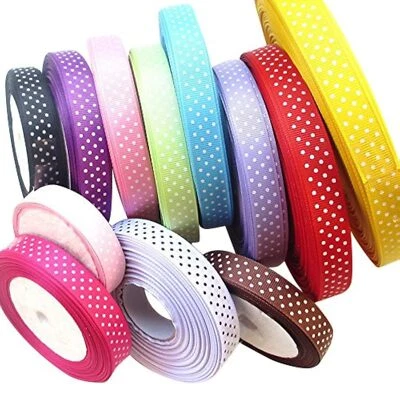 24 Yards 5/8" Dot Grosgrain Ribbon Total 12 Colors Mix Lots Bulk (Multi-Color... - Image 1 of 4