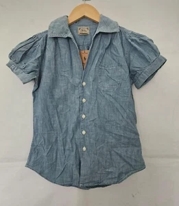 Polo Ralph Lauren vintage denim shirt with small puffa sleeves size 00 small - Picture 1 of 5