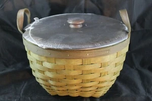 Longaberger olivgrün 8" amerikanischer Arbeitskorb Kombi mit tiefbraunem Deckel - NEU - Bild 1 von 8