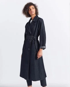 CURRENT/ELLIOTT The HH Club Belted Double Breasted Denim Trench Coat XXS-XS  S-M - Picture 1 of 9