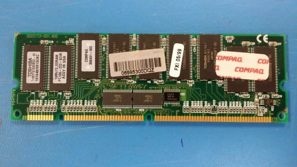 (1PC) THMY721630BEG-80 TOSHIBA 128MB SDRAM MODULE 3.3V COMPAQ# 306431-002 - Image 1 of 1
