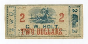 1862 $2 G.W. Holt - New Orleans, LOUISIANA Merchant Scrip w/ FEMALE RIDING DEER - Picture 1 of 2