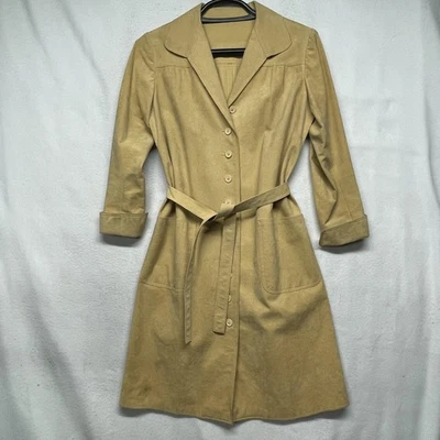 Gabardina vintage de gamuza para mujer mediana con cinturón botones con cuello bolsillos años 90 Foto 1 de 4