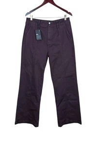 Paige Damen 31 Brooklyn Double Button Fly hoher Bund weites Bein schwarz Kirsche Neu mit Etikett - Bild 1 von 7