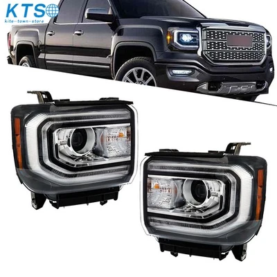 For GMC Sierra 1500 2016-2018 Projector Headlight HID W/LED DRL LH+RH W/O Bulb - Изображение 1 из 4