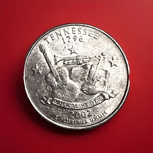 US Quarter Dollar 2002 P Tennessee Silver Mint Coin Washington Liberty Reverse - Picture 1 of 3
