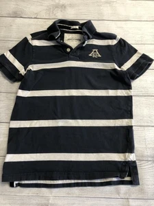 Abercrombie Polo Shirt Youth Boys XL Navy White Striped Muscle A92 Embroidered - Picture 1 of 6