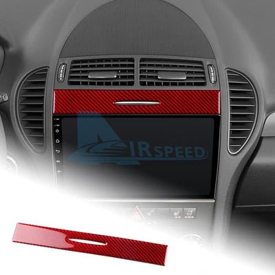 Red Carbon Fiber Car Center Console Trim Sticker For Mercedes Benz SLK 04-10 - Imagem 1 de 4
