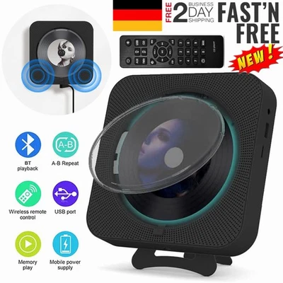 Tragbarer CD Player Bluetooth HiFi Lautsprechern FM Radio CD-Player Wandmontage - Bild 1 von 4