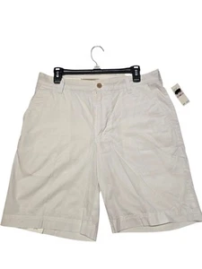 IZOD Saltwater Shorts Men's Size 32 White Seaport Poplin Flat Front NWT - Picture 1 of 9
