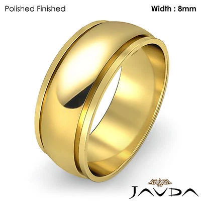 Wedding Band Women Plain Solid Dome Step Ring 8mm 18k Yellow Gold 7.6g Sz 6-6.75 - Image 1 of 4