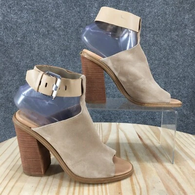 Marc Fishers Boots Womens 7.5 M Vashi Open Toe Ankle Booties Beige Leather - Image 1 of 4