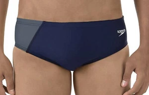 SPEEDO Revolve Splice Powerflex Eco Navy Blue Grey Swim Brief NEW Male Boys 22 - Picture 1 of 8