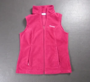 Columbia Small Fleece Vest Pink Zipper Pockets Winter Snow Soft Full Zip - Picture 1 of 8