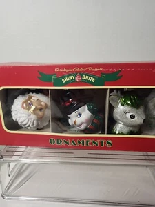 Christopher Radko Shiny Brite 3 Glass Christmas Ornaments Santa Snowman Reindeer - Picture 1 of 5