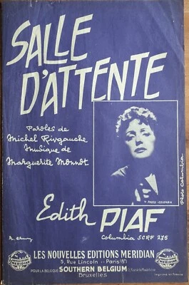 Partition EDITH PIAF Salle d’attente Partition originale 1958 - Photo 1/4