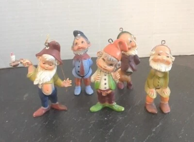 Vtg Lot "Dwarfs" Snow White, Kmart Christmas Ornaments, Painted Plastic, HK — 第 1/4 张图片