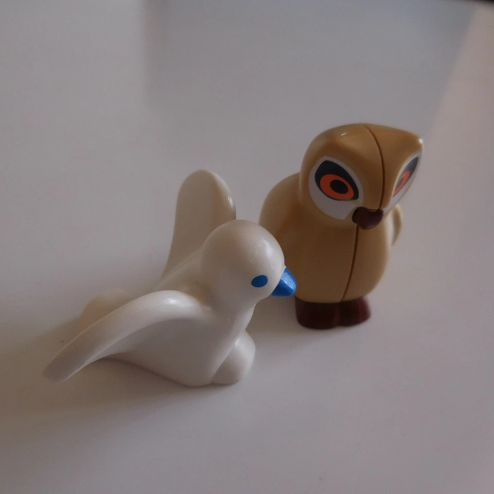 2 figurines colombe PLAYMOBIL chouette GEOBRA vintage animal oiseau jouet N5140 - Photo 1/4
