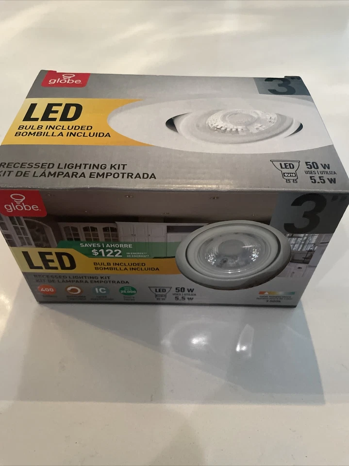 Globe Electric White LED 3" Recessed Light Kit Spot Swivel 9082101