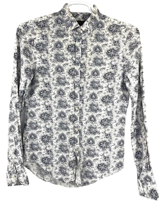 Camisa Zara Hombre Botón Frontal 100% Lino Paisley Floral Talla Pequeña Calce Ajustado Foto 1 de 4