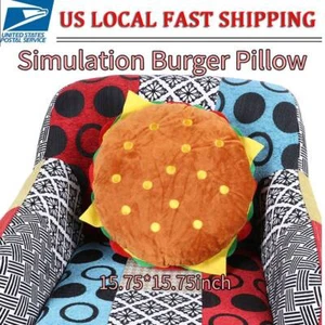 Simulation Burger Cushion Sofa Lumbar Super Soft Throw Pillow 15.75*15.75inch - Picture 1 of 11