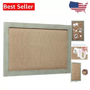 Versatile 18 x 29 Inch Rustic Wood Framed Linen Memo Board for Home or Office - Picture 1 of 10