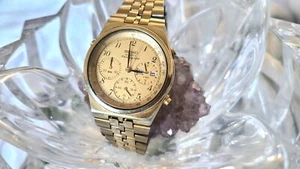 Seltene Vintage Seiko Chronograph Uhr Herren Goldton 7A38-7289 - Bild 1 von 10