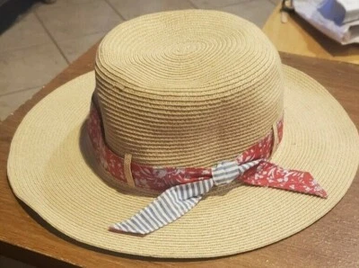 Gorra Ann Taylor Sun ala ancha floja paja natural para mujer talla única con banda Foto 1 de 4