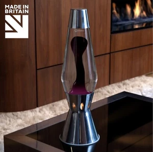Mathmos Full Size Astro CANDLE powered Lava Lamp PLUM BLACK wax In CLEAR Liquid - Picture 1 of 9