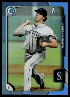 2015 Bowman Chrome Twitter Refractor Carson Smith Rookie 10/10 Seattle Mariners - Image 1 of 2