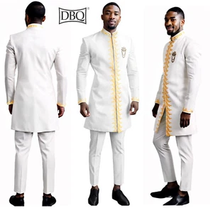 Men's Gold Embroidery Blazer and Pants Set Dashiki Traditional African Clothes - Picture 1 of 23