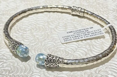 Sarda Sterling Silver 925 Aqua Green MOP Mosaic Bracelet Large Size 8 NWT - Image 1 of 4
