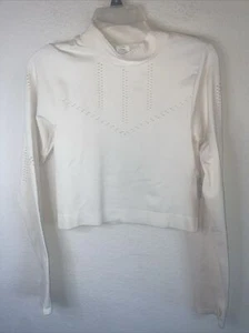 new Crop Seamless shirt Long Sleeve eyelet rib thumbhole Athletic Gym L old navy - Picture 1 of 13