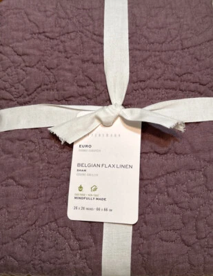 Figura Pottery Barn Belga Lino Puntada Floral Euro Sham Púrpura Nueva con Etiquetas Foto 1 de 2