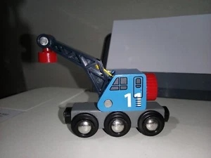 BRIO WORLD WOODEN RAILWAY BLUE FREIGT SHIPPING CRANE FROM SET# 33534 VGC HTF - Picture 1 of 13