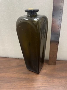 Circa 1790 pig snout case gin bottle blown pontiled olive green 18th century - Picture 1 of 6