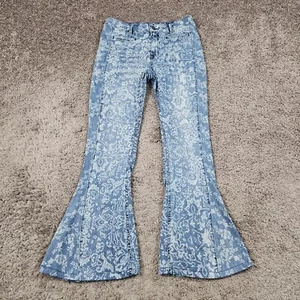 Free People Jeans Womens 29 Flare Mid Rise Medium Wash Stretch Boho 27x29 - Picture 1 of 11