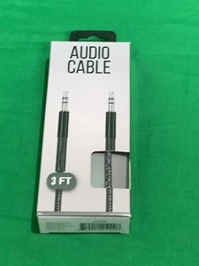 Luxshare Audio Cable, 3ft. Heavy Duty Braided Cable, (AUX3BR) Black, Brand New!! - Picture 1 of 2
