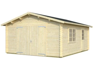 Holzgarage Bausatz 44mm Garage ROGER 470x570cm mit Holztor 44mm Blockbohle - Bild 1 von 4