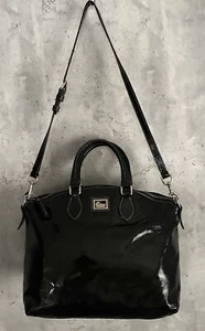 DOONEY & BOURKE Black Patent Leather Convertible Satchel/Shoulder Crossbody Bag - Picture 1 of 11
