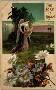 J Bauman The Lord is Risen Angel with flowers Postcard BB2 - Imagen 1 de 3
