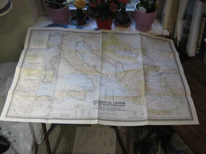 VTG CLASSICAL LANDS OF THE MEDITERRANEAN MAP December 1949 National Geographic - Picture 1 of 6