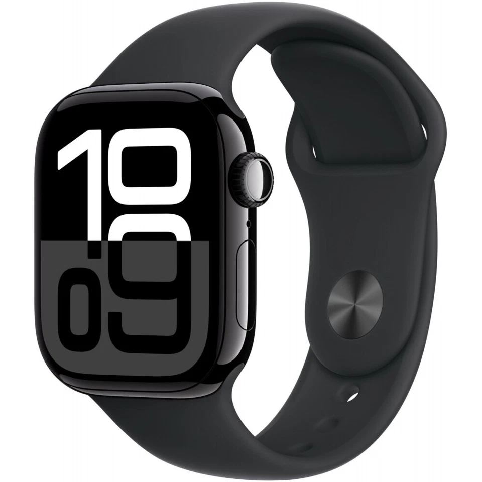 Apple Watch 10 LTE Diamantschwarz Alu 42mm Sportarmband Schwarz S/M MWX63