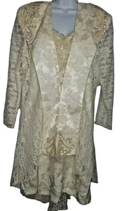 Vintage Speed Fashion 70s Ivory Slip Wedding Dress with Lace Jacket Size 19-20 - Picture 1 of 12