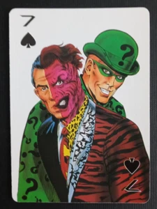 1994 Batman Forever Playing Card Two Face Riddler 7 Spades - Bild 1 von 2