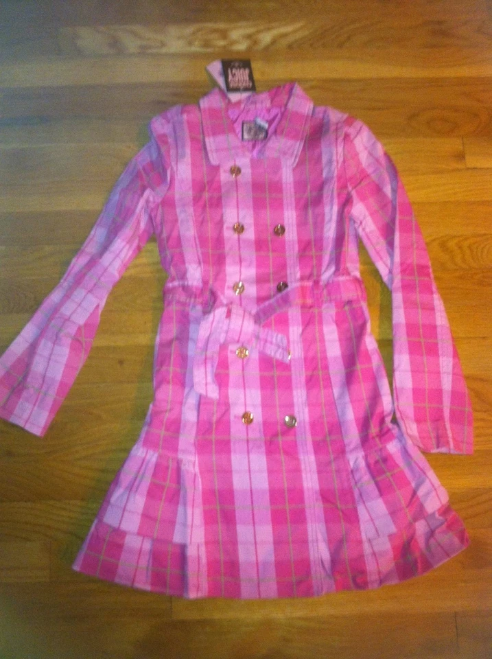JUICY COUTURE NIÑA ROSA REAL ESCOCÉS A CUADROS CORBATA FRONTAL GABARDINA $130 TALLA 10 NUEVO CON ETIQUETAS Foto 1 de 1